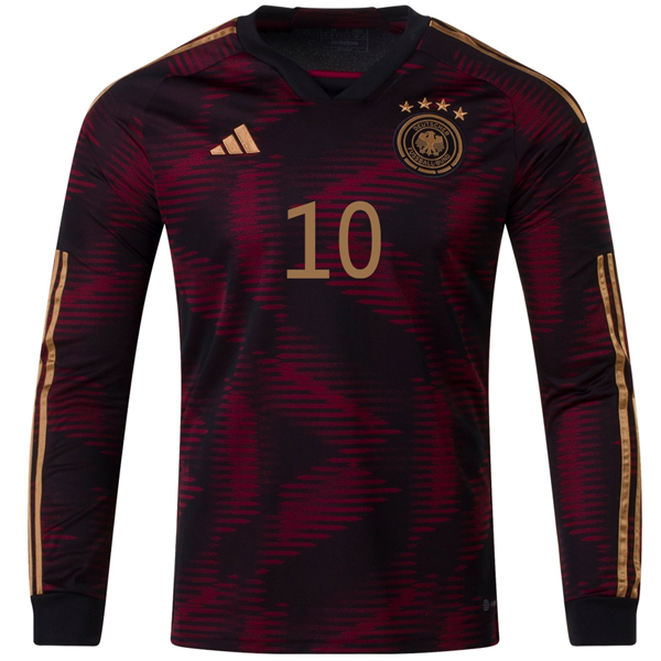 adidas Germany Serge Gnabry Away Long Sleeve Jersey 22/23 (Black/Burgundy)