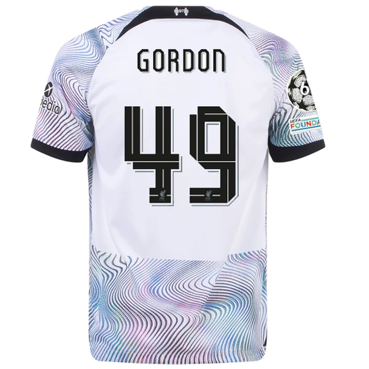 Nike Liverpool Gordon Away Jersey w/ Champions League Patches 22/23 (White/Black)