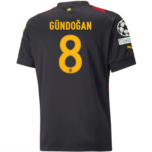 Puma Manchester City Ilkay Gundogan Away Jersey w/ Champions League Patches 22/23 (Puma Black/Tango Red)