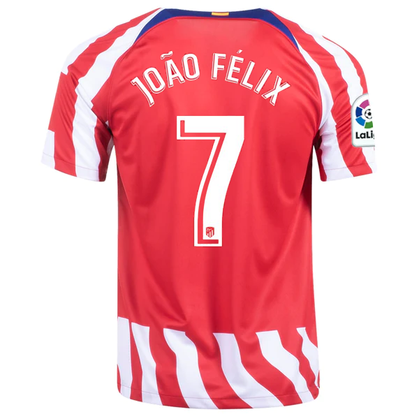 Nike Atletico Madrid Joao Felix Home Jersey w/ La Liga Patch 22/23 (White/Red/Deep Royal Blue)