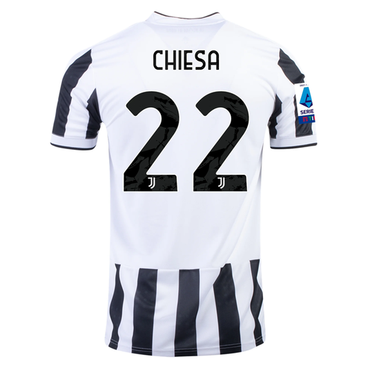 adidas Juventus Federico Chiesa Home Jersey w/ Serie A Patches 21/22 (White/Black)