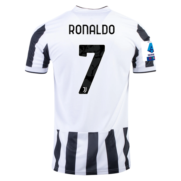 adidas Juventus Cristiano Ronaldo Home Jersey w/ Serie A Patches 21/22 (White/Black)