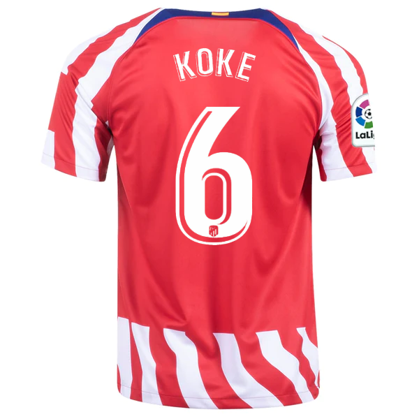 Nike Atletico Madrid Koke Home Jersey w/ La Liga Patch 22/23 (White/Red/Deep Royal Blue)