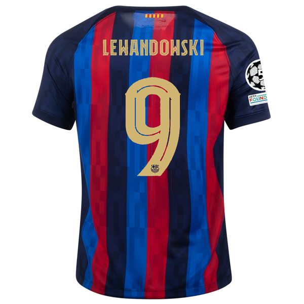 Nike Barcelona Robert Lewandowski Home Jersey w/ Champions League Patches 22/23 (Obsidian/Sesame)