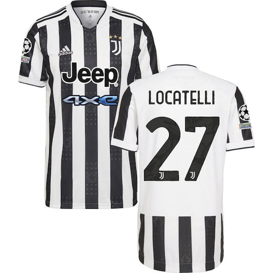 adidas Juventus Manuel Locatelli Home Jersey w/ Champions League Patches 21/22 (White/Black)