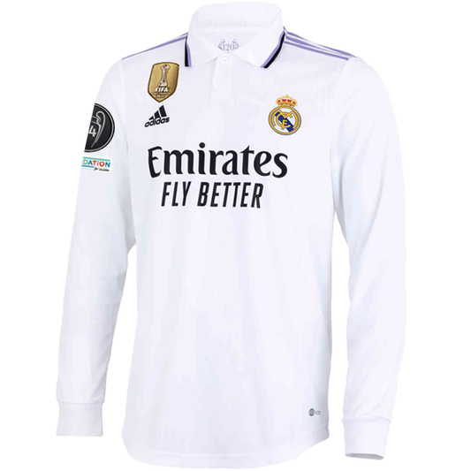 adidas Real Madrid Authentic Long Sleeve Home Jersey w/ Champions League Patches 22/23 (White)