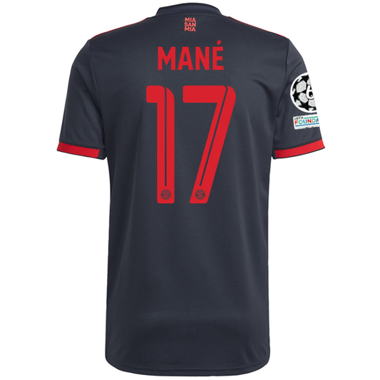 adidas Bayern Munich Sadio Mane Third Jersey w/ Champions League Patches 22/23 (Night Grey)