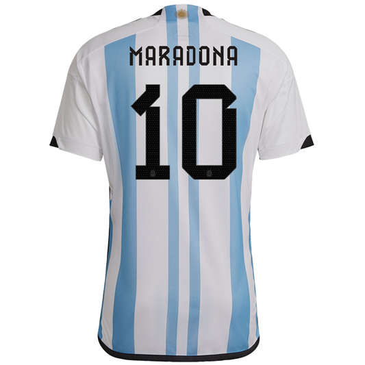 Adidas Argentina Diego Maradona Home Jersey w/ Copa America Champion Patch 22/23 (White/Team Light Blue)