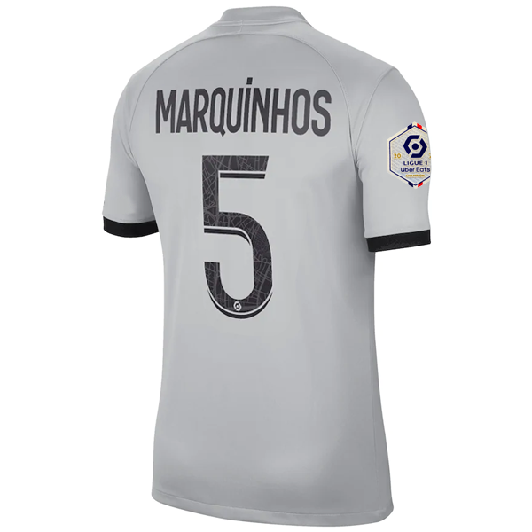 Nike Paris Saint-Germain Marquinhos Away Jersey w/ Ligue 1 Champion Patch 22/23 (Light Smoke/Black)