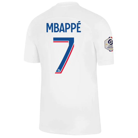 Nike Paris Saint-Germain Kylian Mbappe Third Jersey w/ Ligue 1 Champion Patch 22/23 (White/Old Royal)