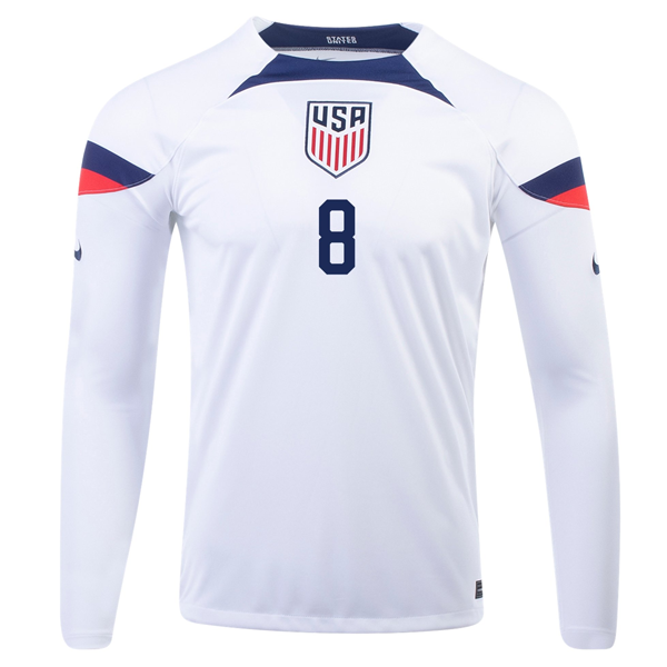 Nike United States Weston Mckennie Home Long Sleeve Jersey 22/23 (White/Loyal Blue)