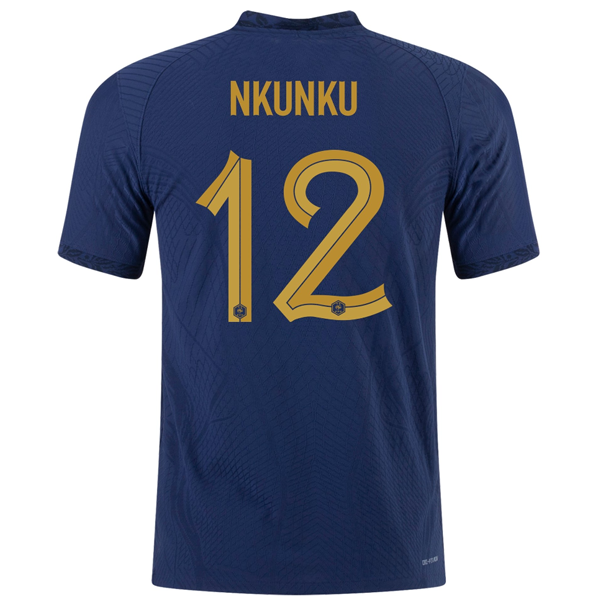 Nike France Authentic Match Christopher Nkunku Home Jersey w/ World Cup Champion Patch 22/23 (Midnight Navy/Metallic Gold)