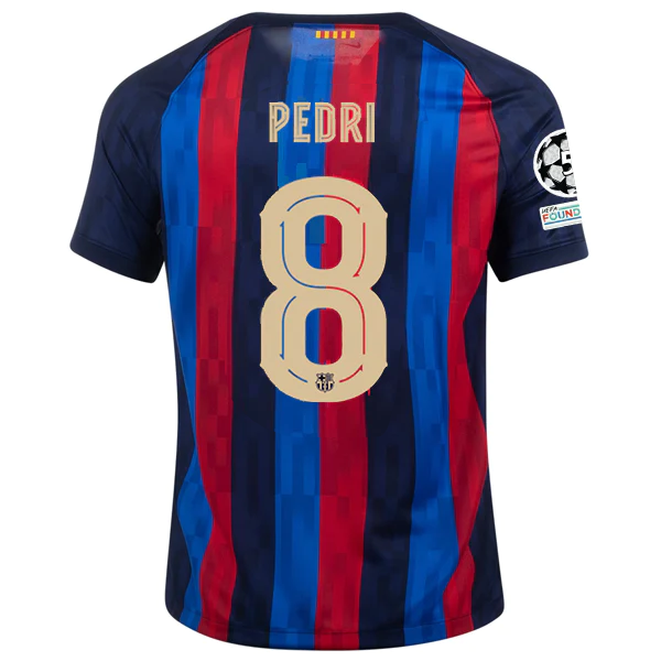 Nike Barcelona Pedri Home Jersey w/ Champions League Patches 22/23 (Obsidian/Sesame)