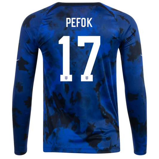 Nike United States Jordan Pefok Long Sleeve Away Jersey 22/23 (Bright Blue/White)