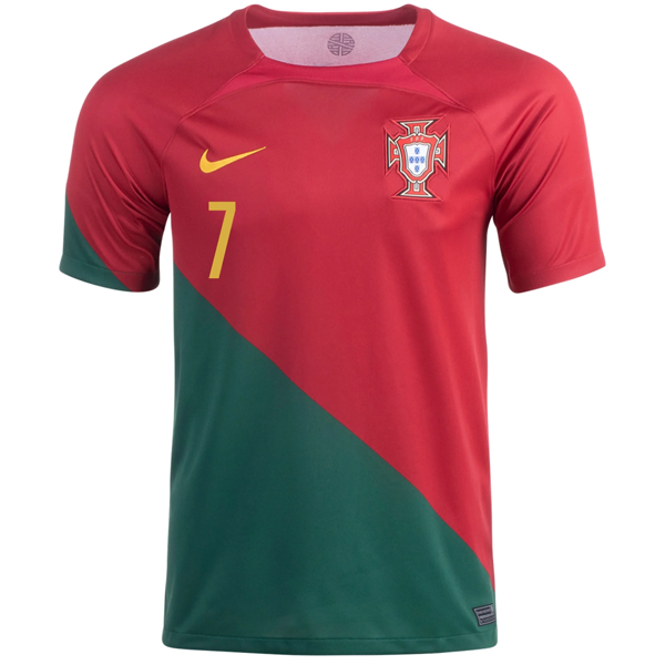 Nike Portugal Cristiano Ronaldo Home Jersey 22 23 Pepper Red Gold Dar Soccer Jersey USA
