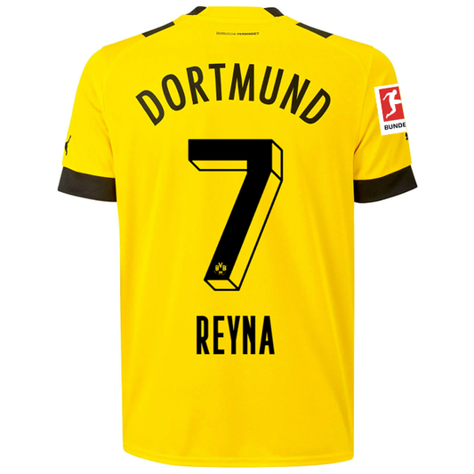 Puma BVB Dortmund Giovanni Reyna Home Jersey w/ Bundesliga Patch 22/23 (Cyber Yellow/Black)
