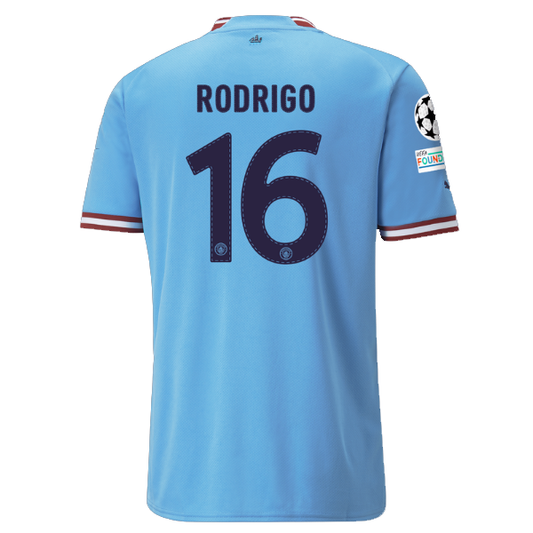 Puma Manchester City Rodrigo Home Jersey w/ Champions League Patches 22/23 (Team Light Blue)