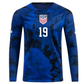 Nike United States James Sands Long Sleeve Away Jersey 22/23 (Bright Blue/White)