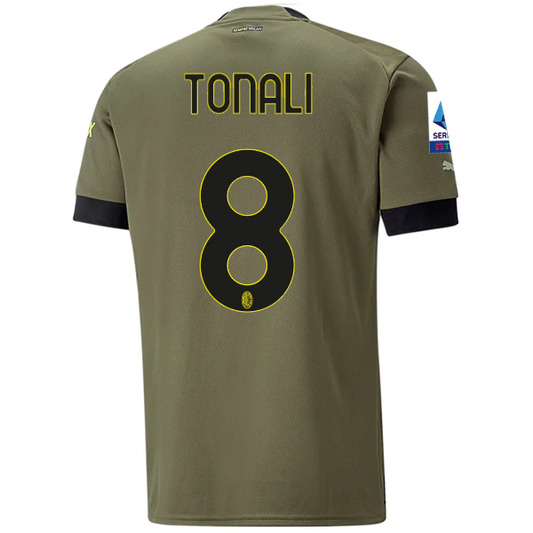 Puma AC Milan Sandro Tonali Third Jersey w/ Scudetto + Serie A Patch 22/23 (Dark Green Moss/Spring Moss)