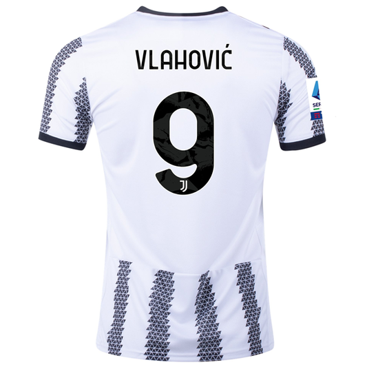 adidas Juventus Dusan Vlahovic Home Jersey w/ Serie A Patch 22/23 (White/Black)