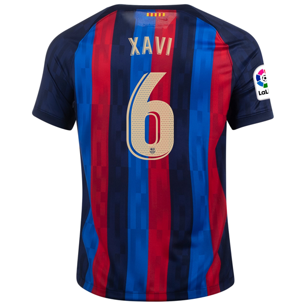 Nike Barcelona Xavi Home Jersey w/ La Liga Patch 22/23 (Obsidian/Sesame)