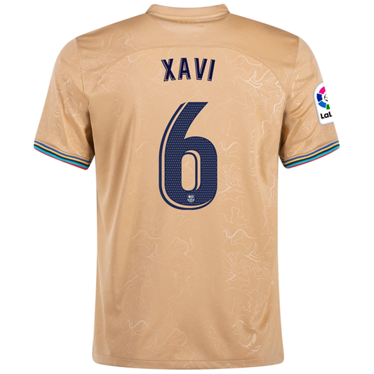 Nike Barcelona Xavi Away Jersey w/ La Liga Patch 22/23 (Club Gold)